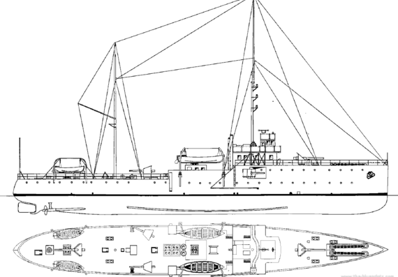 Корабль Kars 1911 (Ardagan Class Gunboat] - чертежи, габариты, рисунки